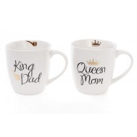 Кружка фарфоровая King Dad, Queen Mom, 520мл